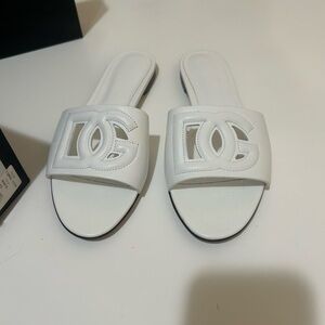 Dolce & Gabbana White Slide Sandals